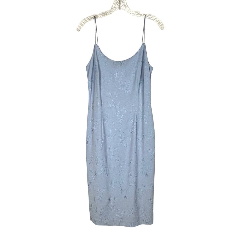 Nicole Miller Womens Sleeveless Midi Slip Dress Periwinkle Floral Embroidery 8